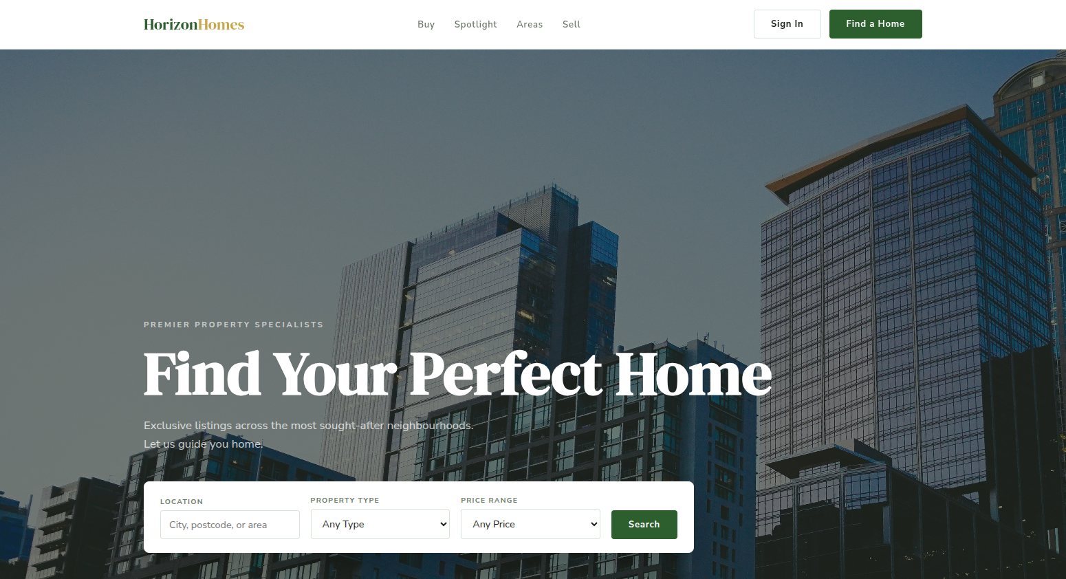 Horizon Homes template preview